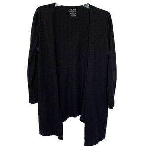 Chico's The Ultimate Tee 0 Women's Cardigan Size 4 USA Black Open Front Pockets